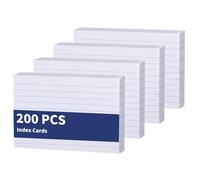Thboxes A6 Flash Cards, 200 PCS Revision Cards Index Card, 4x6 Inch White Cue Card Double-Sided Ruled Flashcards for Study, Note-Taking, Lists, Recipe Recording at Office, Home, or School