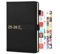 Thboxes Academic Diary 2025-2026 A5 Page A Day, 12 Month Mid Year Daily Diary From July 2025 to June 2026, Day Per Page Daily Planner with 4pcs Stickers, 21×14 cm (Black)