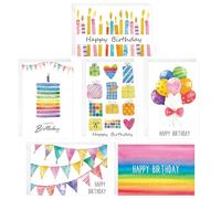 Thboxes Birthday Cards with Envelopes, 24 Pack 4 x 6 Inch Happy Birthday Cards Multipack - Blank Greeting Card Set with Seals and Storage Box for Women, Men, Kids, Home or Office, 300gsm Cardstock