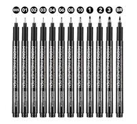 Thboxes Black Fineliner Pens, Set of 12 Black Drawing Pens, Micro-Pen Sizes-Ideal for Manga, Sketching, Comic Outlining, Anime,Technical Drawing Art Supplies