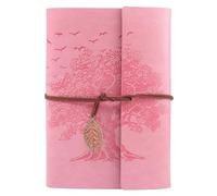 Thboxes Leather Journal Notebook A5, Refillable Diary, Travel Journals for Women Men Teenager 160 Pages Spiral Notebook, 100GSM Paper, 23 X 16 cm (Pink)