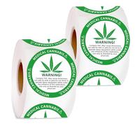 THC Warning Stickers - 1.5" Round Adhesive Cannabis Labels for Bags, Jars, Vials & Containers - Medical Marijuana Compliance & Safety Stickers - Easy Peel Roll, 500-Pack (2Pcs)