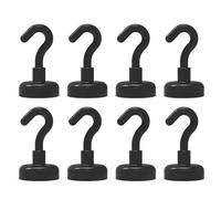 THCMAG Magnetic Hooks with Super Strong Neodymium Rare Earth Magnet for BBQ,Grill, Keys, Cruise, Curtain Rod, Fridge, Indoor Outdoor, Cruise Ship Accessories, Pack of 8,Black