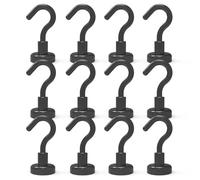 THCMagorilla THCMAG Black Magnetic Hooks, Strong Magnets with Neodymium Rare Earth Magnet for Hanging, Holder, Keys. Storage, Door, Office, BBQ, Cruise Ship Access, Black, Pack of 12