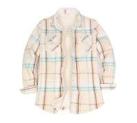 ThCreasa Womens Sherpa Fleece Lined Flannel Shirt Jacket Warm Button Up Plaid Shirt Jac (Sherpa Fleece Throughout), Clouded Sands, L