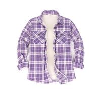 ThCreasa Womens Sherpa Fleece Lined Flannel Shirt Jacket Warm Button Up Plaid Shirt Jac (Sherpa Fleece Throughout), Royal Whisper, M