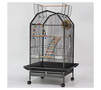 THCSY Bird Cage, Large Luxury Parrot Cage, 39.9'' Portable home Bird Carrier Cage with Rolling Stand, Standing Pole, Feeder, Toy Accessories, for Parakeets and African Grey Parrot (Color : Black-B2)