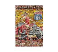 THCTCA Diner in Red Route 66 Canvas Poster Wall Art Decor Print Picture Paintings for Living Room Bedroom Decoration Unframe-style 12x18inch(30x45cm)