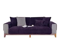 Thdsubb Sofa Cover Quilted Sofa Slipcover 1/2/3/4 Seater Velvet Thick Couch Cover L Shape Warm Non Slip Furniture Protector (Dark purple,70cmx70cm)
