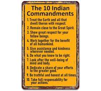The 10 Indian Commandments Vintage Metal Sign Take Full Responsability For Your Actions Metal Plaque for Home Bar Bedroom Garden Man Cave Decor 8x6 Inch
