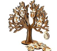 The 12 Days of Easter Tree - Christ-Centered Tradition Set with 12 Symbolic Ornaments, Wooden Holy W ountdown Decor for Home & Church, Religious Easter Gifts for Family (1PC)