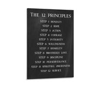 The 12 Principles Addiction Recovery Canvas Wall Art, Vintage Aesthetic Poster, Printing for Apartment Bedroom Living Room Decor08x12inch(20x30cm)