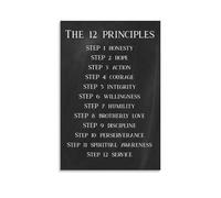 The 12 Principles Addiction RecoveryWall Art Prints Neutral Vintage Canvas Posters Painting For Home Bedroom Dorm Wall Decor 24x36inch(60x90cm)