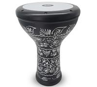 The 17'' Wave Zaza Percussion Egyptian Style Darbuka Doumbek (Black Matt - Engraved)