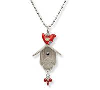 The 1925 Birdhouse Necklace,Handmade Vintage Birdhouse Shape Hollow Pendant,Bird House and Tiny Red Birds Pendant Chain Necklace,for Bird Lovers Jewelry Collectors Accessory