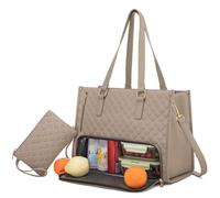 The 2 In 1 Tote Bag Lunch Bag Combo, Where Elegance Meets Functionality, Large Tote Bag with Lunch Compartment, Convertible Laptop Bag Work Bag Handbag for Business Office (Khaki)