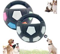 the 2026 New Mellow Dog Calming Ball with Handle is a rubber toy in the shape of a football that is interactive and ideal for water play, training, and outdoor games.(2PCS-A) (2PCS-C)
