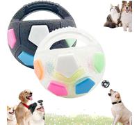 the 2026 New Mellow Dog Calming Ball with Handle is a rubber toy in the shape of a football that is interactive and ideal for water play, training, and outdoor games.(2PCS-A) (2PCS-A)