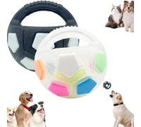 the 2026 New Mellow Dog Calming Ball with Handle is a rubber toy in the shape of a football that is interactive and ideal for water play, training, and outdoor games.(2PCS-A) (2PCS-B)
