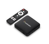 The 2026 Smart TV Box features 4K Ultra HD resolution, built-in Android 14.0 system, dual-band WiFi, 4GB RAM, 32GB ROM, audio support, and comes with a voice remote and Bluetooth.