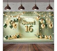 The 2D flag is elegant and sweet with a 16 theme background gold green decorations party banner
