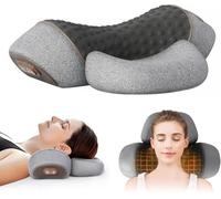 The 3-in-1 Neck Massager, 2026 New Heated Massage Neck Pillow,Cervical Traction Bed Back Pillow Sleeping, Deep Massage and Relaxation,Ergonomic Design for Shoulder,Neck,Back with USB (GY)
