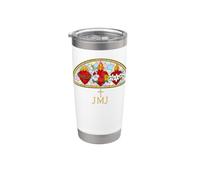 The 3 Sacred Hearts Jesus Mary Joseph Catholic Stained Glass Stainless Steel Insulated Tumbler