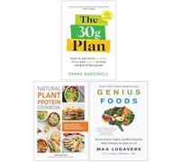 The 30g Plan, Natural Plant Protein Cookbook & Genius Foods 3 Books Collection Set