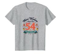 The 30s: More Wisdom, Same Fun 54th Birthday Gift T-Shirt, Kids, Heather Grey, 12 Years