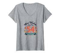 The 30s: More Wisdom, Same Fun 54th Birthday Gift V-Neck T-Shirt, Women, Heather Grey, XL