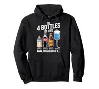 The 4 Bottles Of Life Beer Bottle Celebration Alcohol Humor Pullover Hoodie