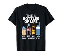The 4 Bottles Of Life Beer Bottle Celebration Alcohol Humor T-Shirt