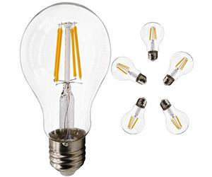 The 5 Piece Edison Clear Glass Wick Light Bulbs Improve Room Brightness. Beautiful and Durable. (4w Warm White E27)