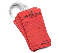 The 5S Store 5S Red Tags w/12" Wire, 50 Pack, Quality Control Tags