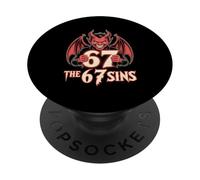 The 67 Sins Devil Demon Horns Wings Number 67 PopSockets Adhesive PopGrip