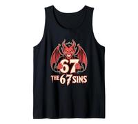 The 67 Sins Devil Demon Horns Wings Number 67 Tank Top