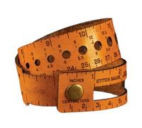 The 7-in-1 7Function Stitch Counter Wrist Wrap, Multifunctional Leather Metric Inches 18" Wrist Ruler, Tape Measure Cuff Measuring Bracelet Tool for Crocheter with Stitch Marker Storage (Yellow)