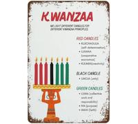 The 7 Principles of Kwanzaa Candle Art African American Home Decor Kitchen Poster Cafe Bar Sign Wall Boys Girls Modern Bedroom Metal Signs for Garage Man Cave 12x16 Inch