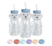 The 730 Project Honey Bear Straw Cup for Babies, 8-oz Honey Bear Cup with Lid, 3-Pack Therapy Learning Honeybear Straw, Baby Bottle Set, Blueberry Pie BLUE