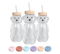 The 730 Project Honey Bear Straw Cup for Babies, 8-oz Honey Bear Cup with Lid, 3-Pack Therapy Learning Honeybear Straw, Baby Bottle Set, Creamsicle PEACH