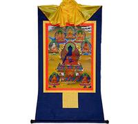 The 8 Medicine Buddhas Tibetan Thangka Tapestry Embroidery Painting Poster Artwork for Zen Home Decor Meditation (Color : Blue, Size : M)