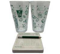 The 9 Hole Golf Course on a Beer Glass, 2 Funny Golfball Game Beer Mug with Scorecard & Pencil, Unique Golfball Game Gifts for Golf Loves and Drink Enthusiasts, Party Beer Cup Games