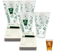 The 9 Hole Golf Course on a Beer Glass, Beer Glass Game Includes Two 16-Ounce Pint Beers Glasses, Scorecard Coasters & Pencil, The Ultimate Drinking Golfs Game，for Golfs & Beers Lover (2set)