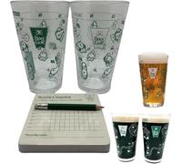 The 9 Hole Golf Course on A Beer Glass,Funny Drinking Game Set with 2 Pint Glasses, Scorecard Coasters & Pencil, Scorecard Coasters & Pencil, Party Beer Cup Games, Unique Gift for Drink Lovers (1Set)