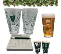 The 9 Hole Golf Course On A Beer Glass, Funny Golfball Game Beer Mug with 2 Pint Glasses, Scorecard Coasters & Pencil, Party Beers Cup Games, Unique Golfgame Cup Gifts - Add Interactive Fun (1set)