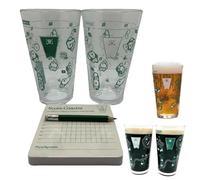 The 9 Hole Golf Course On a Beer Glass, Funny Golfs Glass Set with 2 Pint Glasses, Scorecard Coasters & Pencil, Party Beer Cup Games, Unique Gift for Men & Drink Lovers