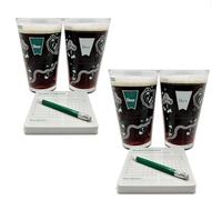The 9 Hole Golf Course on a Beer Glass, Includes Two 16-Ounce Pint Beer Glasses, Funny Drinking Game Set with Scorecard Coasters & Pencil, for Golf Loves and Drink Enthusiasts (2SETS)