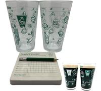 The 9 Hole Golf Course On A Beer Glass, Scorecard Coasters And Golfs Pencil Party Beer Cup Game, Beer Golf Glass Game Includes Two 16-Ounce Pint Beer Glasses, Party Beer Cup Games (1Set(2pcs+card))