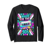 The 90s Retro Cassette Tape Geometric Grunge Flag Long Sleeve T-Shirt