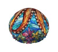The abstract colored octopus Reusable shower cap - double-layer waterproof, elastic, environmentally friendly daily use shower cap